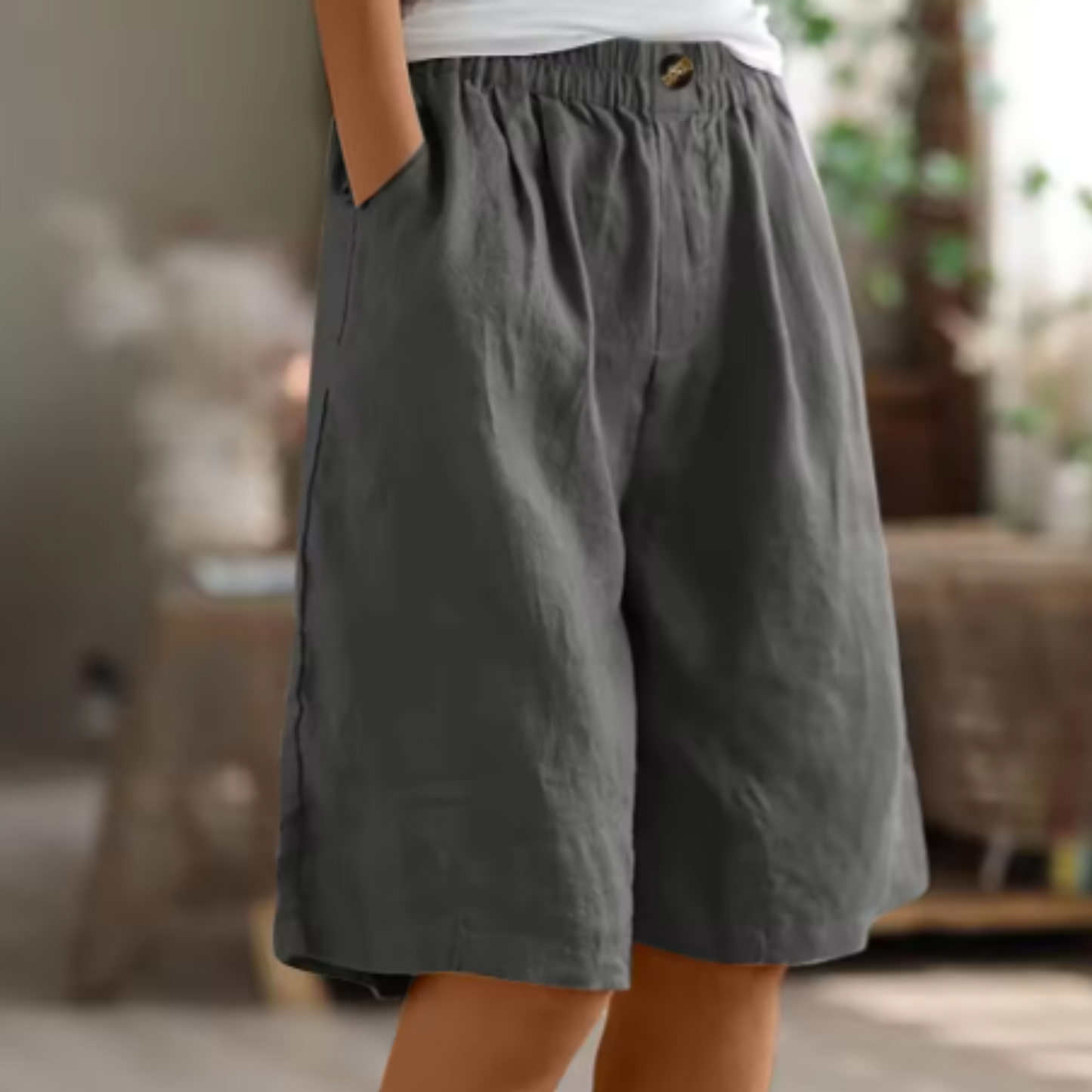Shorts femme taille haute à jambes larges
