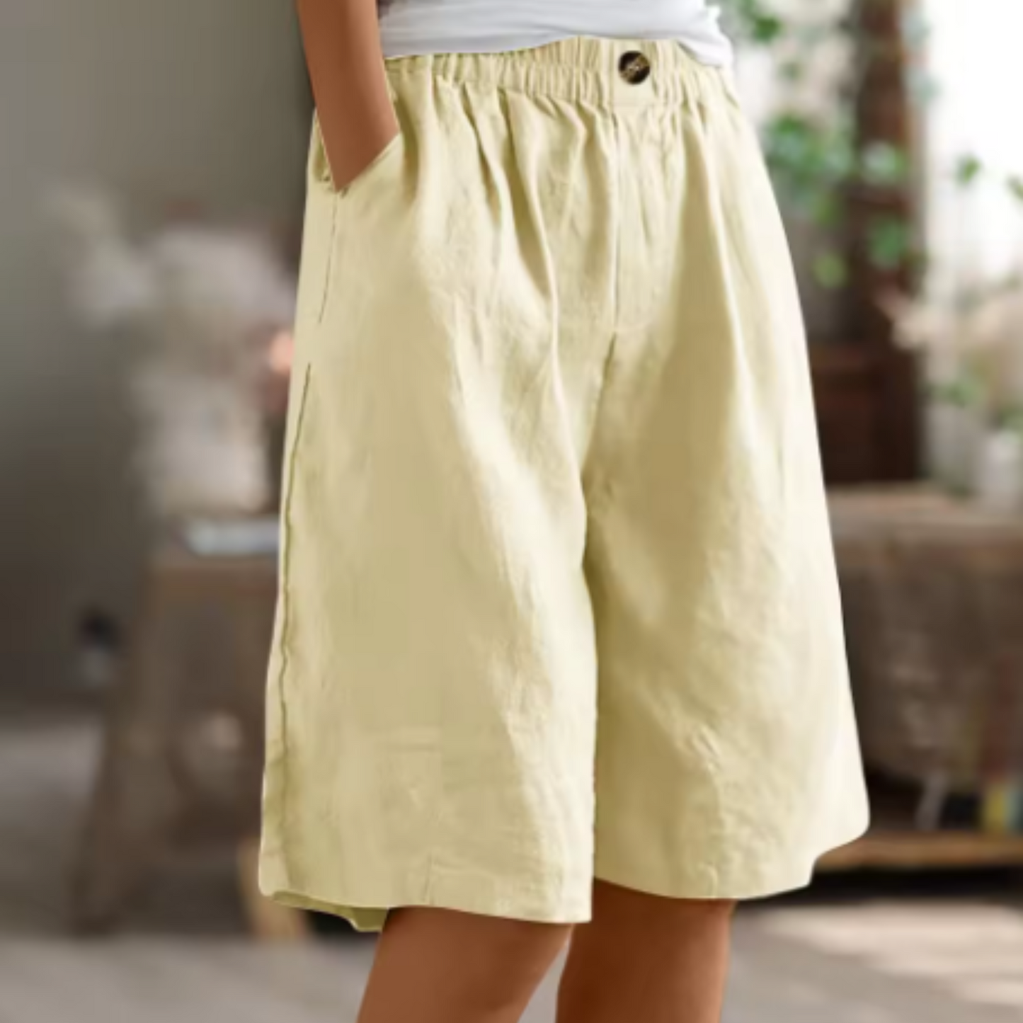 Shorts femme taille haute à jambes larges