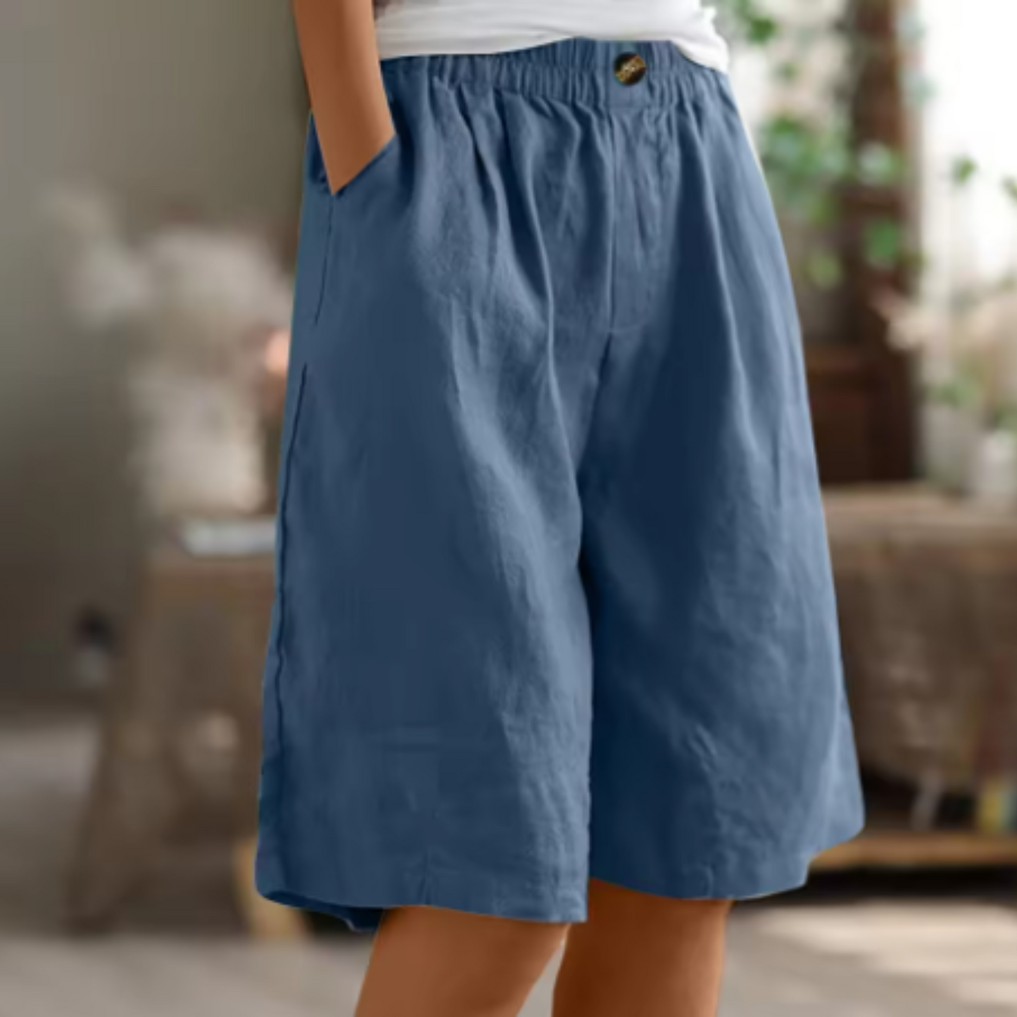 Shorts femme taille haute à jambes larges