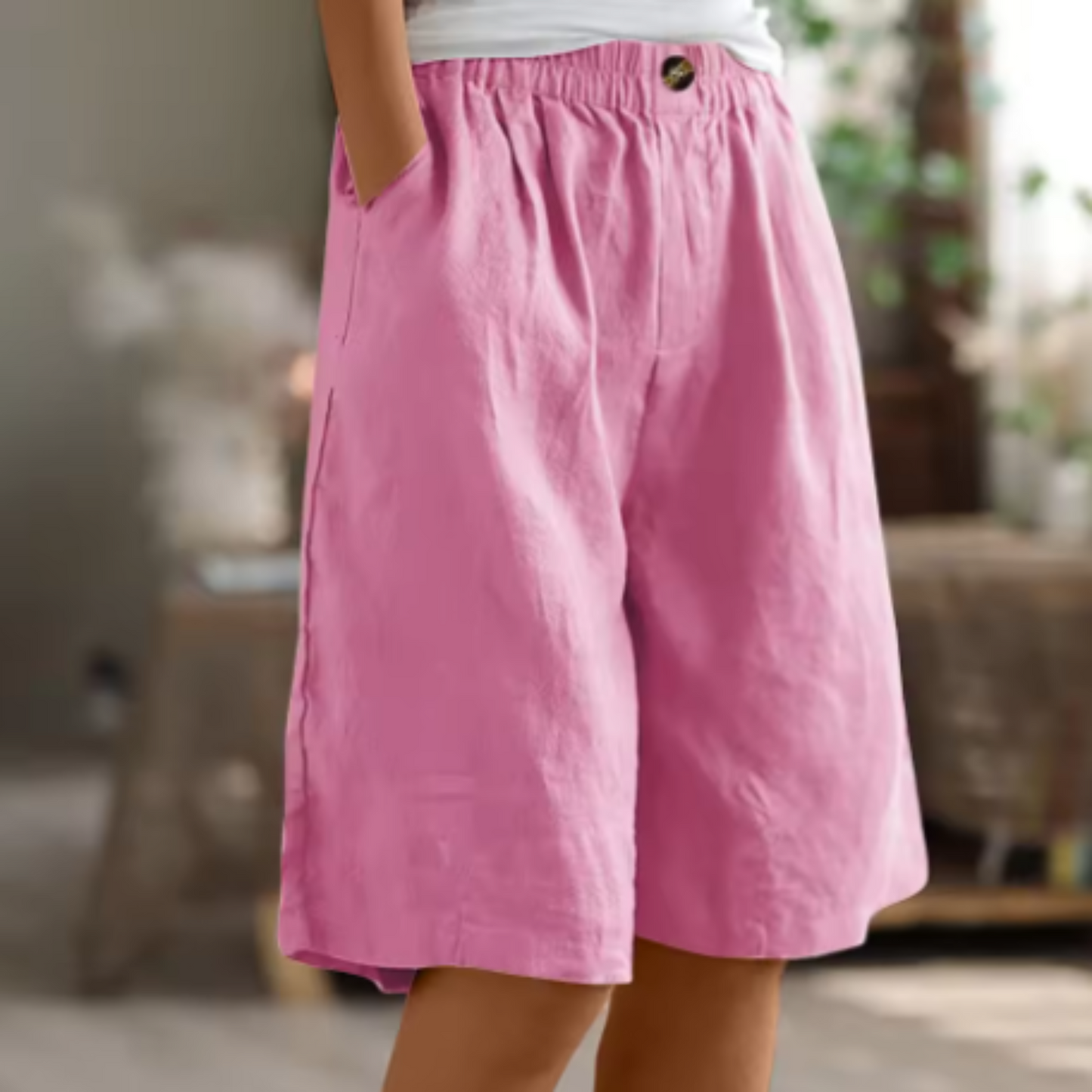 Shorts femme taille haute à jambes larges