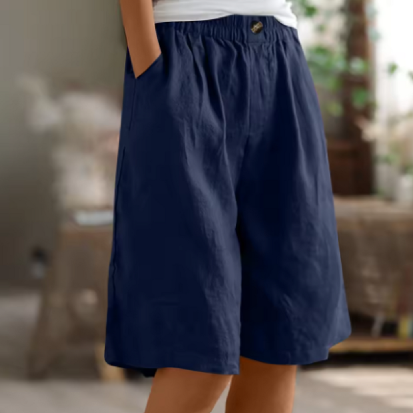 Shorts femme taille haute à jambes larges