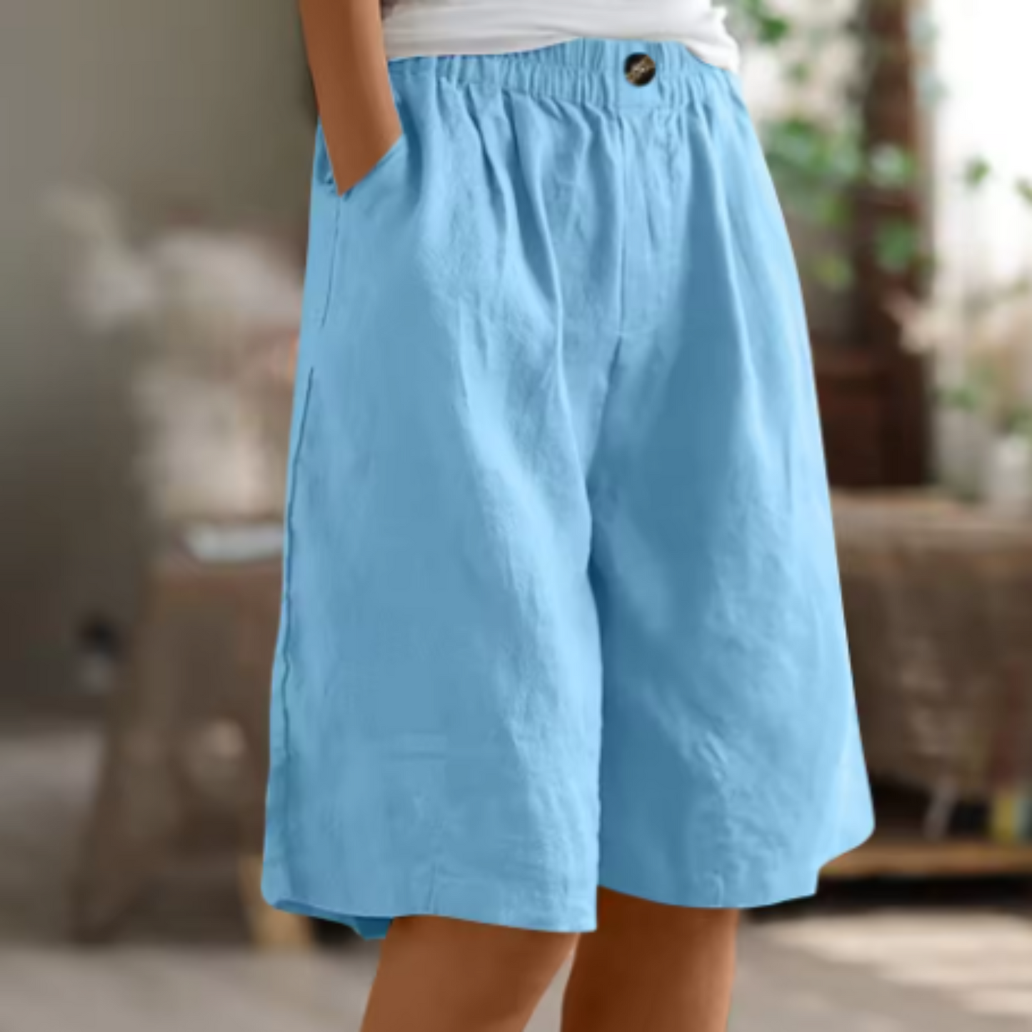 Shorts femme taille haute à jambes larges