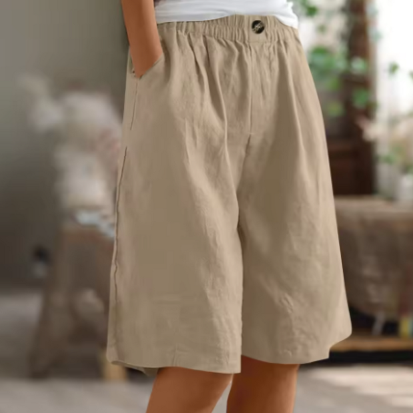 Shorts femme taille haute à jambes larges