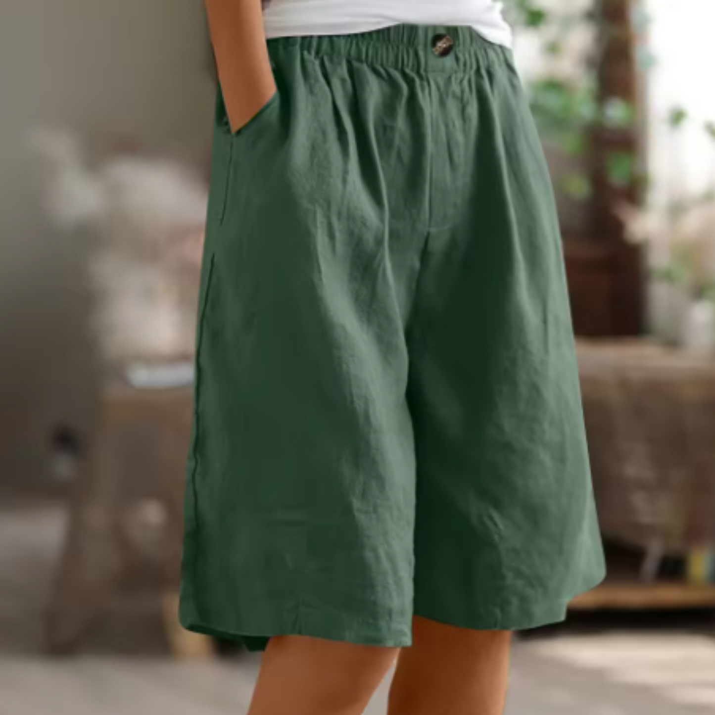 Shorts femme taille haute à jambes larges