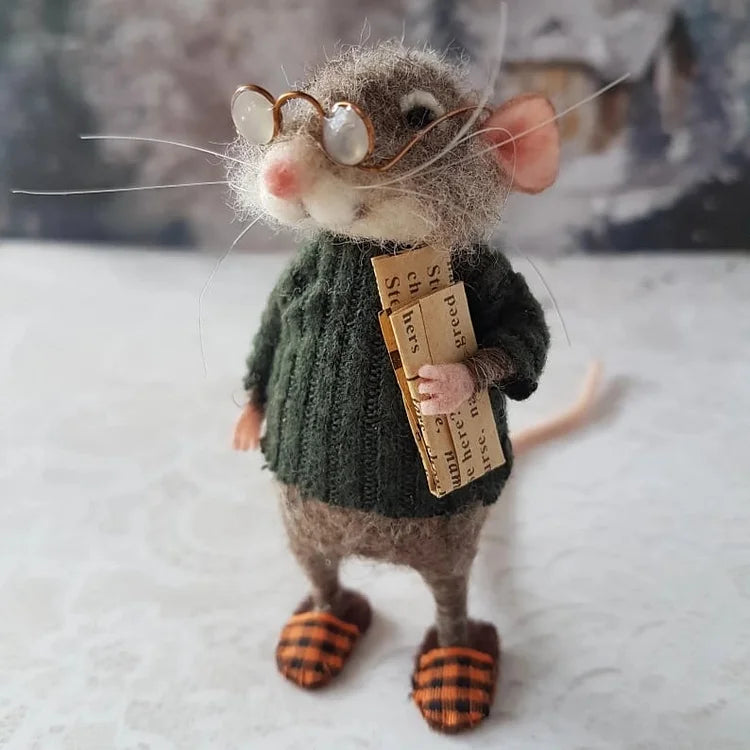 Souris feutrée à l'aiguille, faite main