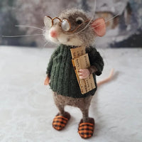 Souris feutrée à l'aiguille, faite main