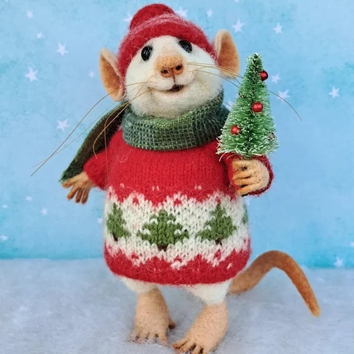 Souris feutrée à l'aiguille, faite main