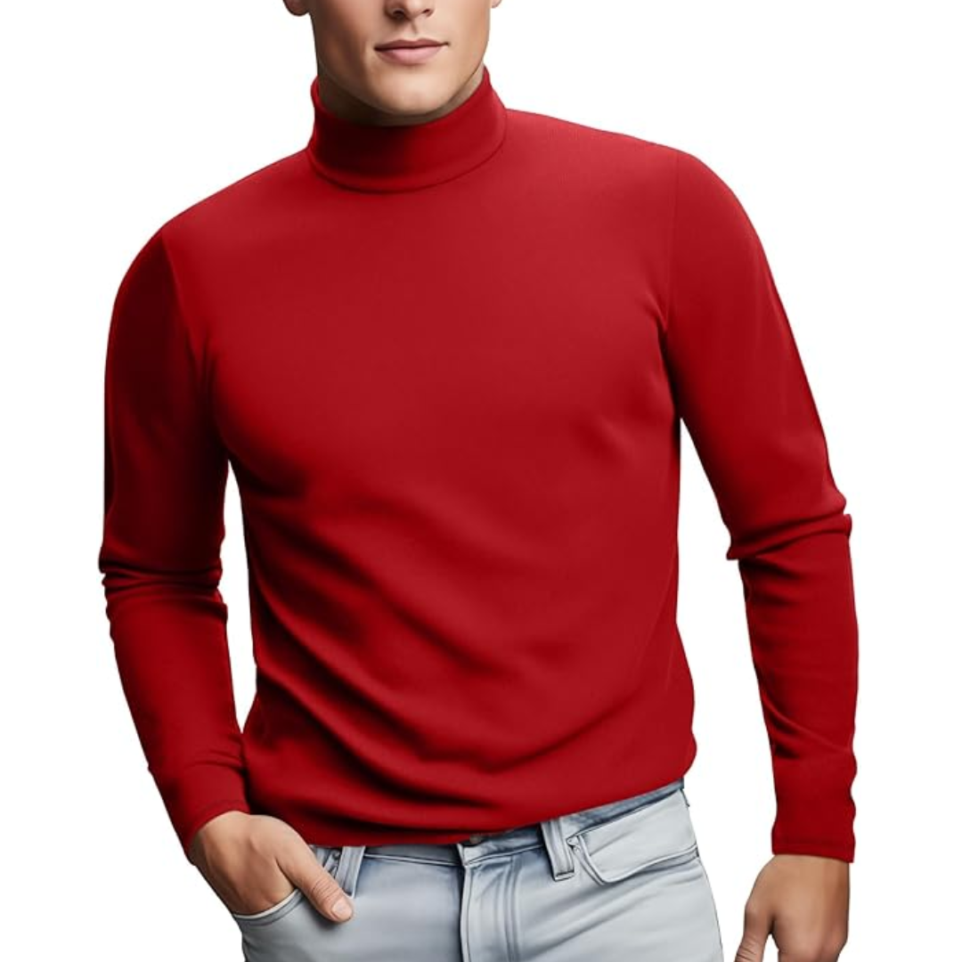 Sous-vêtement thermique doux à col roulé pour homme