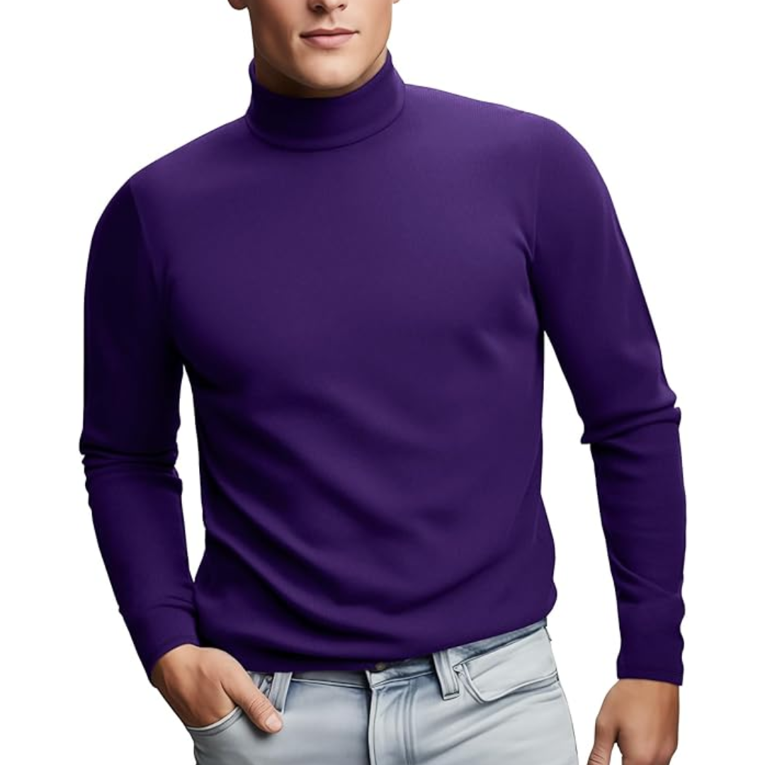 Sous-vêtement thermique doux à col roulé pour homme