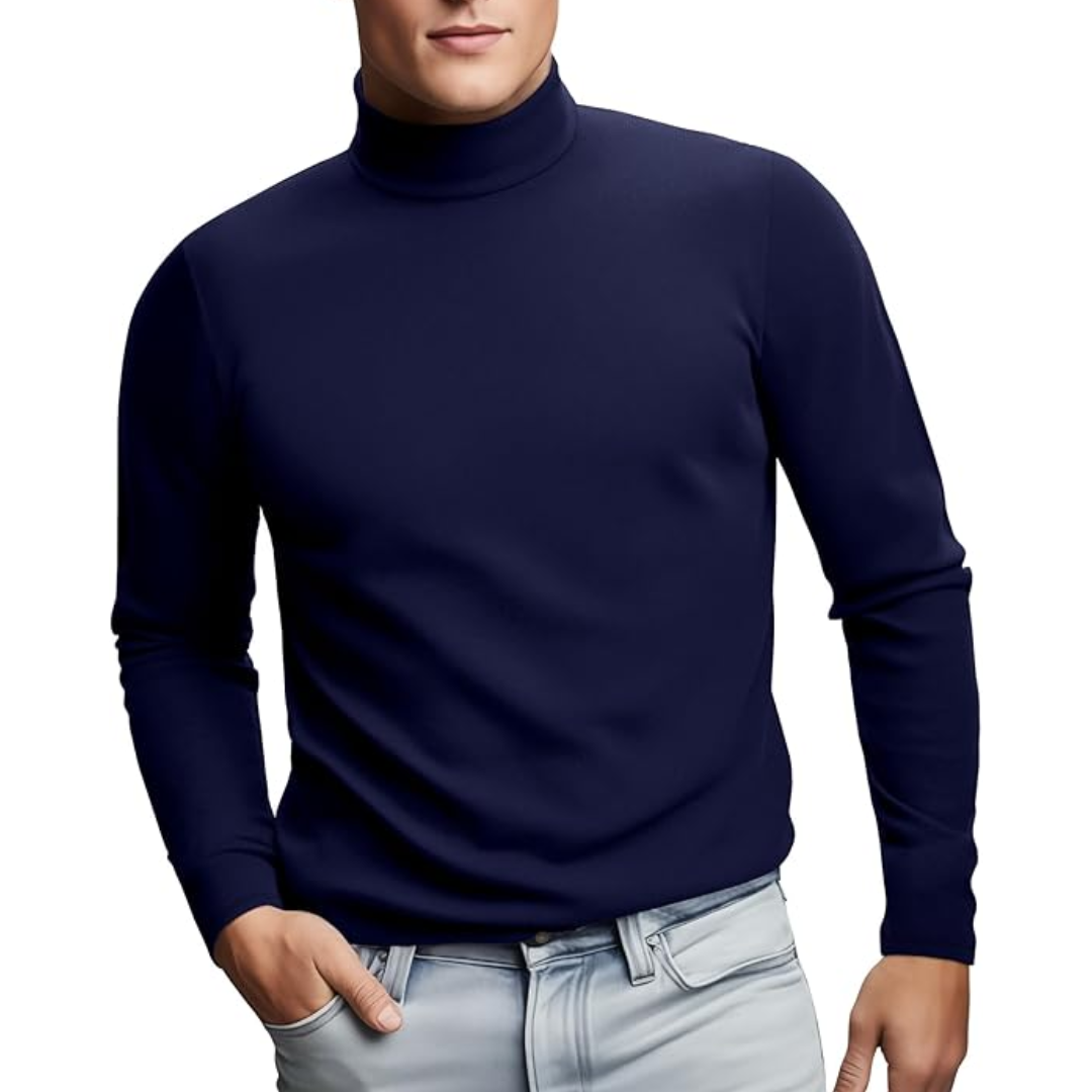 Sous-vêtement thermique doux à col roulé pour homme