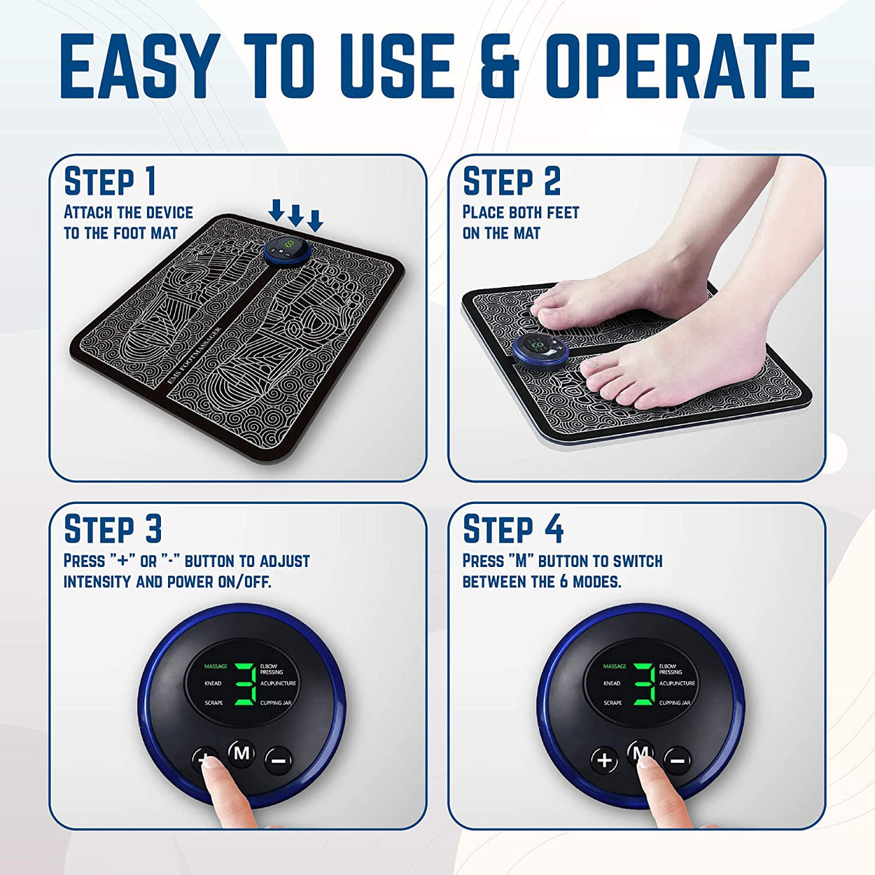 Stimulateur EMS pour les pieds avec acupression et 9 niveaux