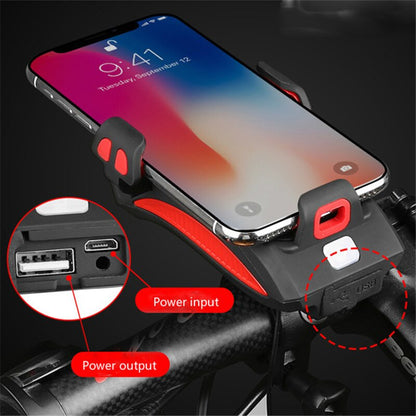 Support de téléphone 4-en-1, batterie externe, éclairage et klaxon