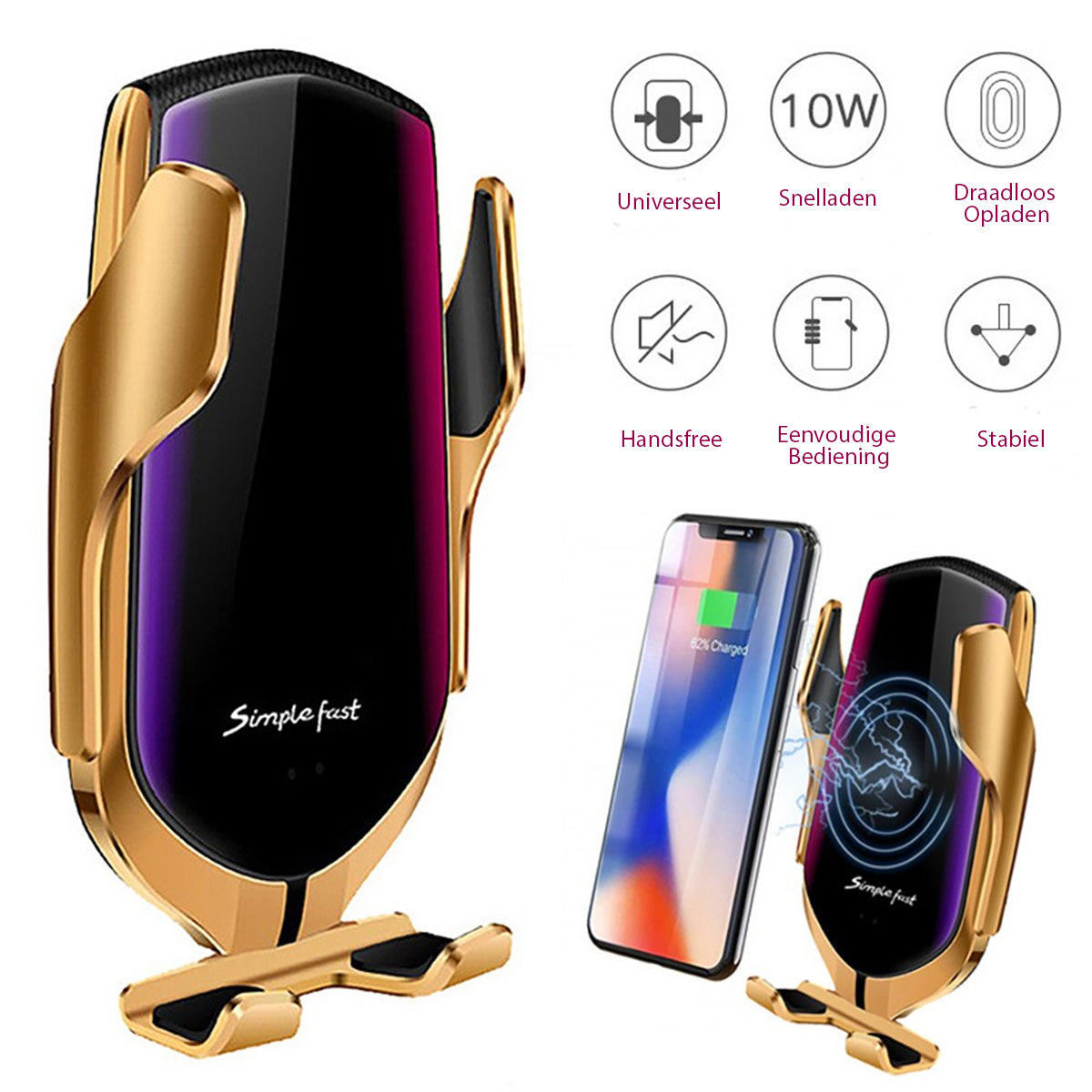 Support de téléphone à serrage automatique | chargeur sans fil