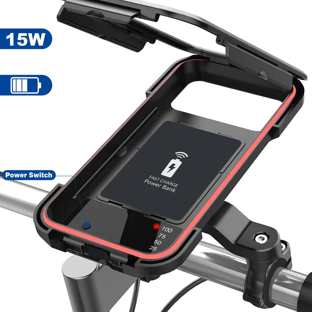 Support étanche pour guidon de vélo avec batterie externe 15 W