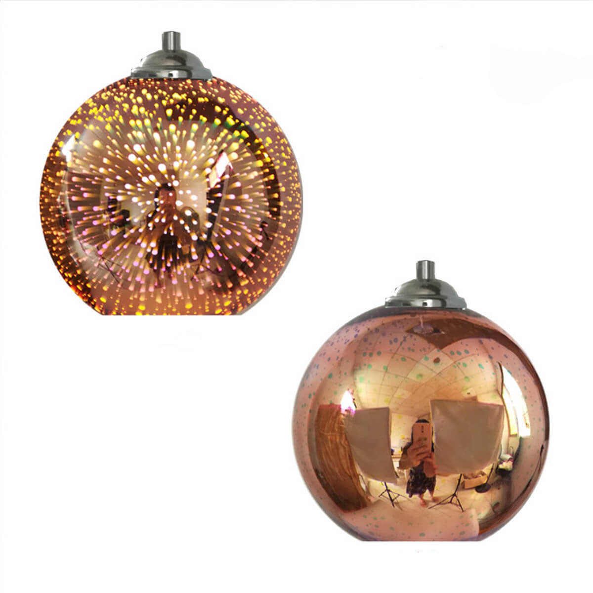 Suspension en verre effet feu d’artifice 3D | design créatif en verre coloré