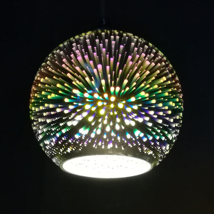 Suspension en verre effet feu d’artifice 3D | design créatif en verre coloré