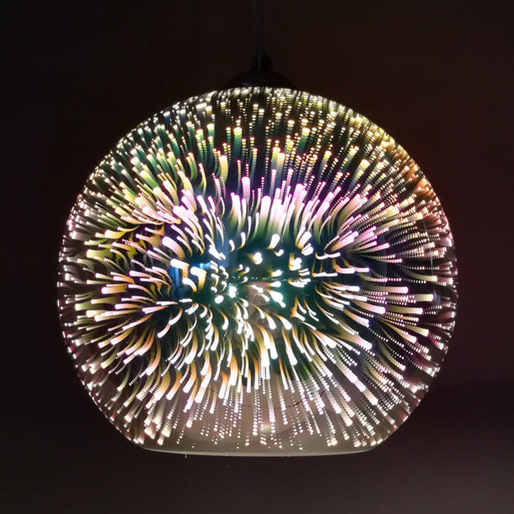 Suspension en verre effet feu d’artifice 3D | design créatif en verre coloré