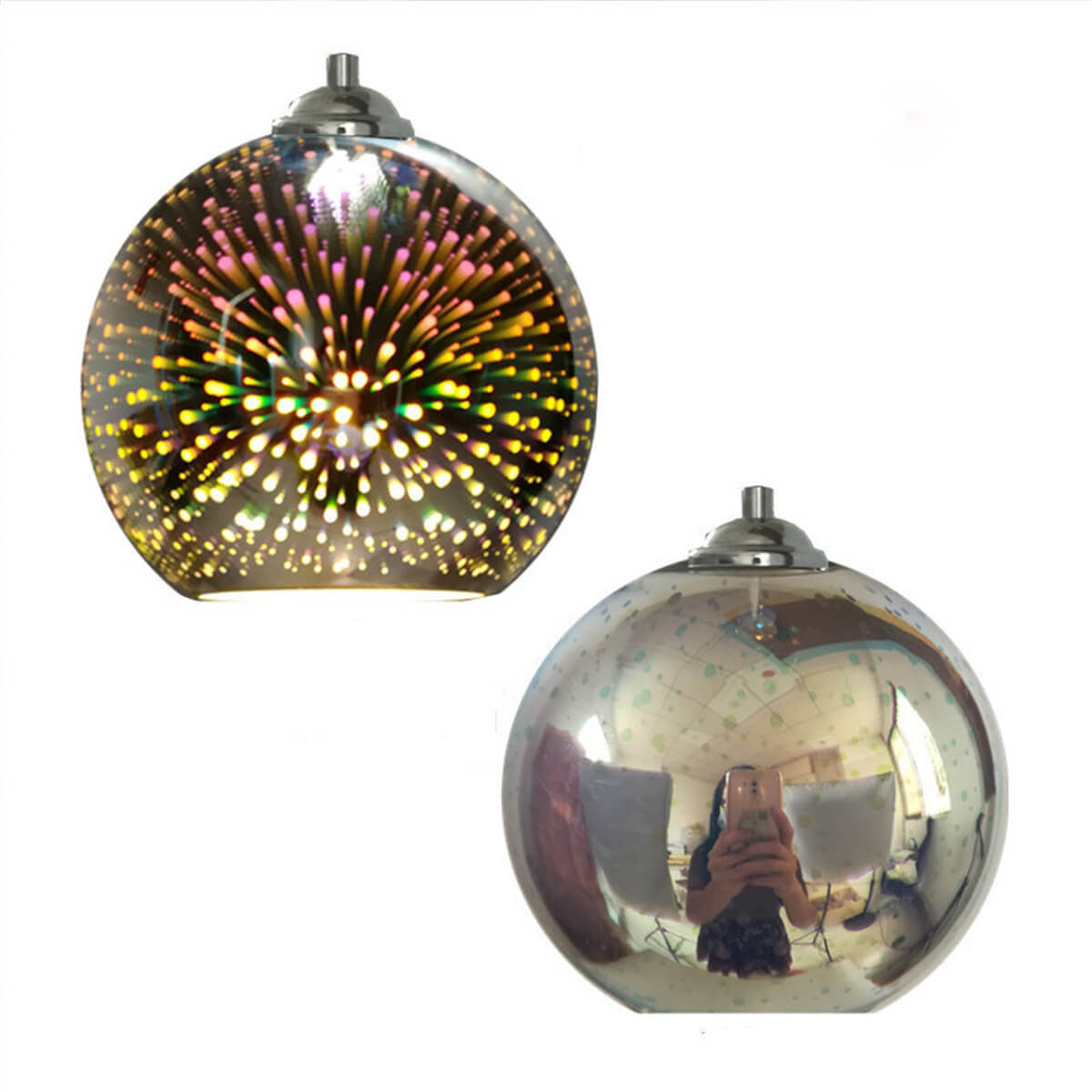 Suspension en verre effet feu d’artifice 3D | design créatif en verre coloré
