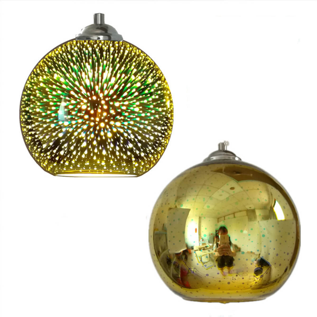 Suspension en verre effet feu d’artifice 3D | design créatif en verre coloré