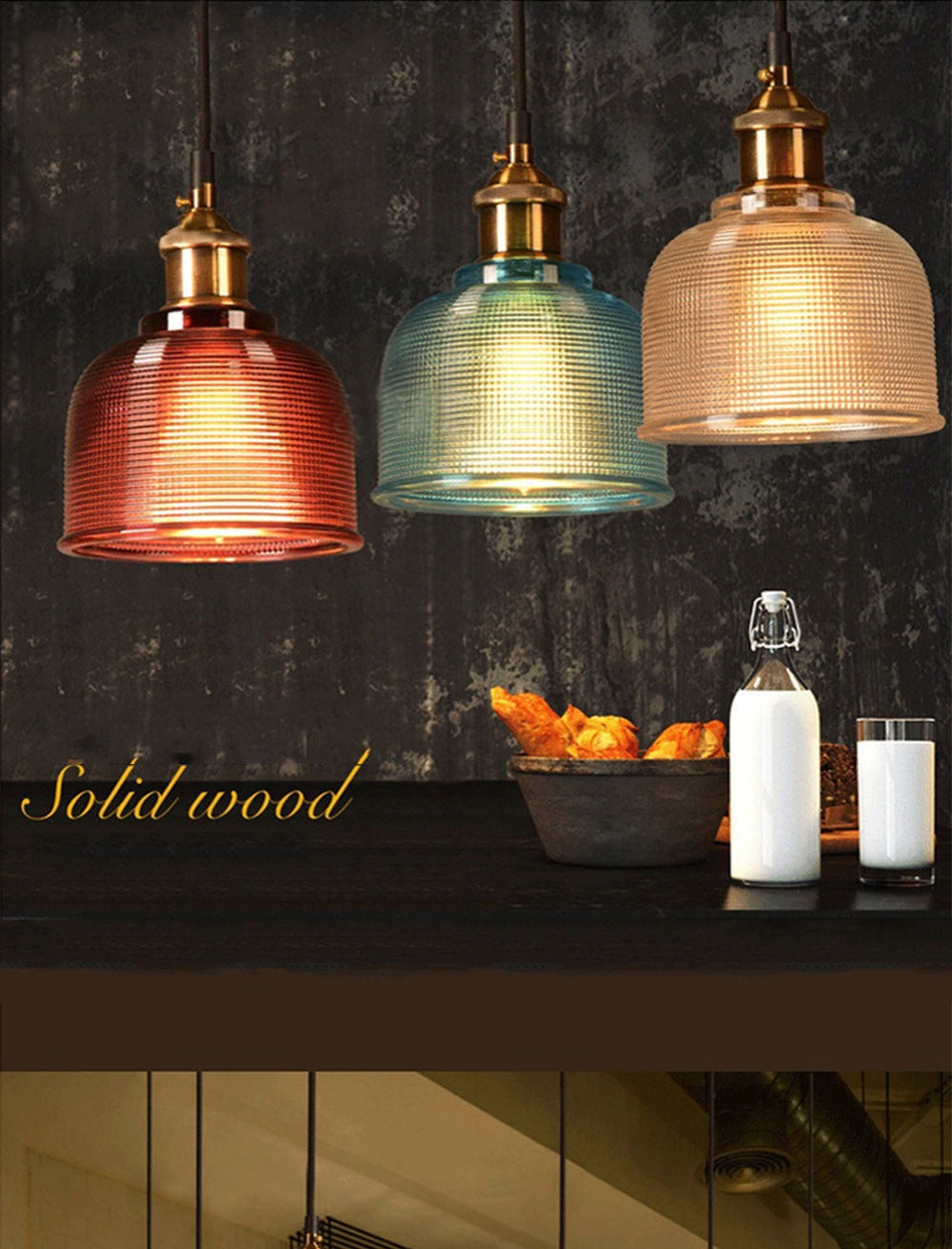 Suspension rétro en verre, design vintage européen