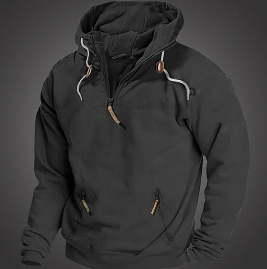 Sweat à capuche à zip 1/4 pour homme