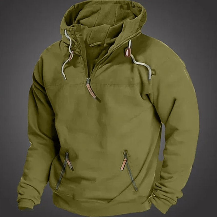 Sweat à capuche à zip 1/4 pour homme
