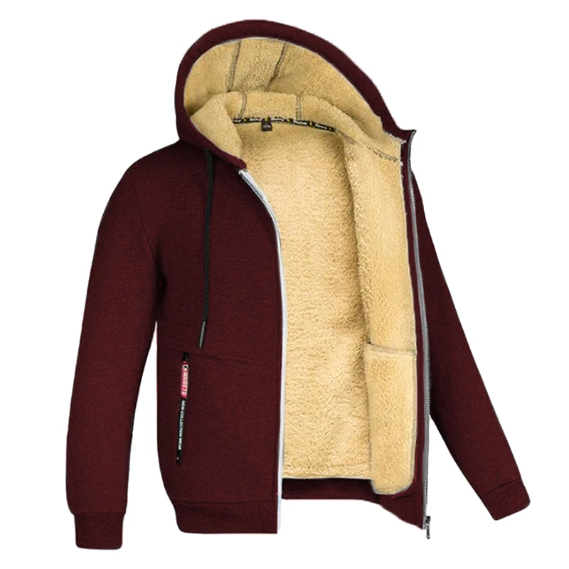 Sweat à capuche en polaire douillet doublé en sherpa pour homme