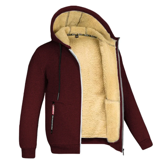 Sweat à capuche en polaire douillet doublé en sherpa pour homme