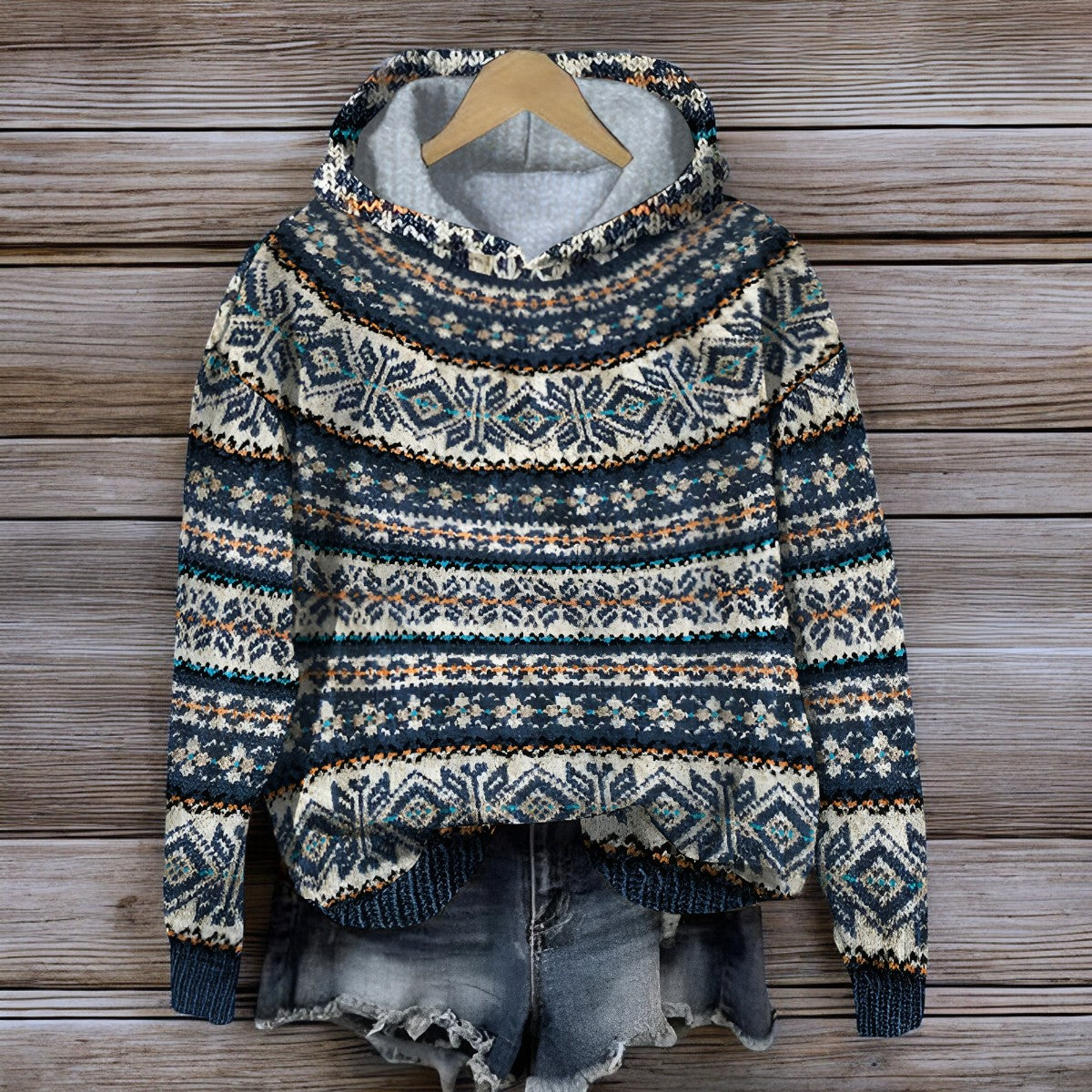 Sweat à capuche en tricot islandais pour l'hiver
