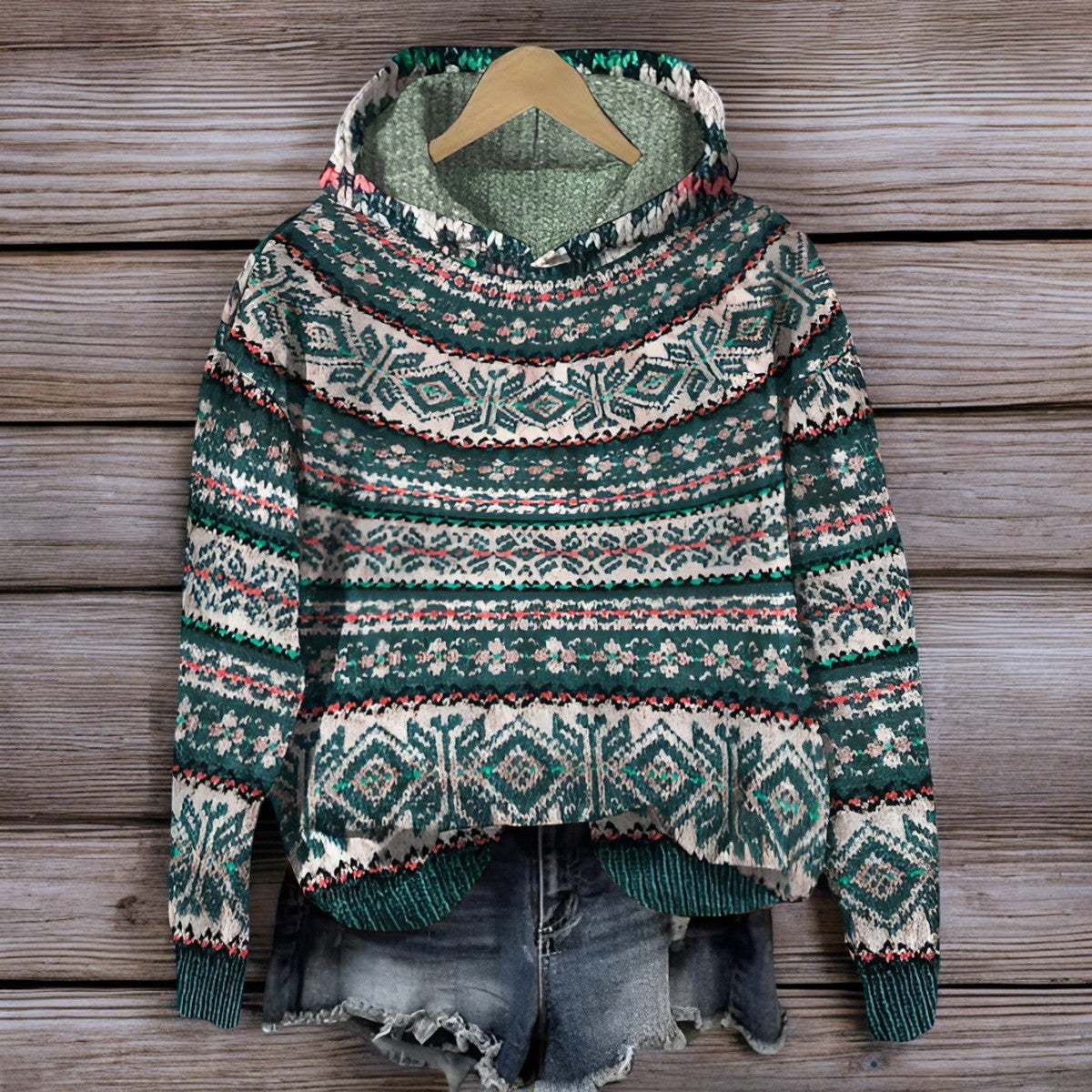 Sweat à capuche en tricot islandais pour l'hiver