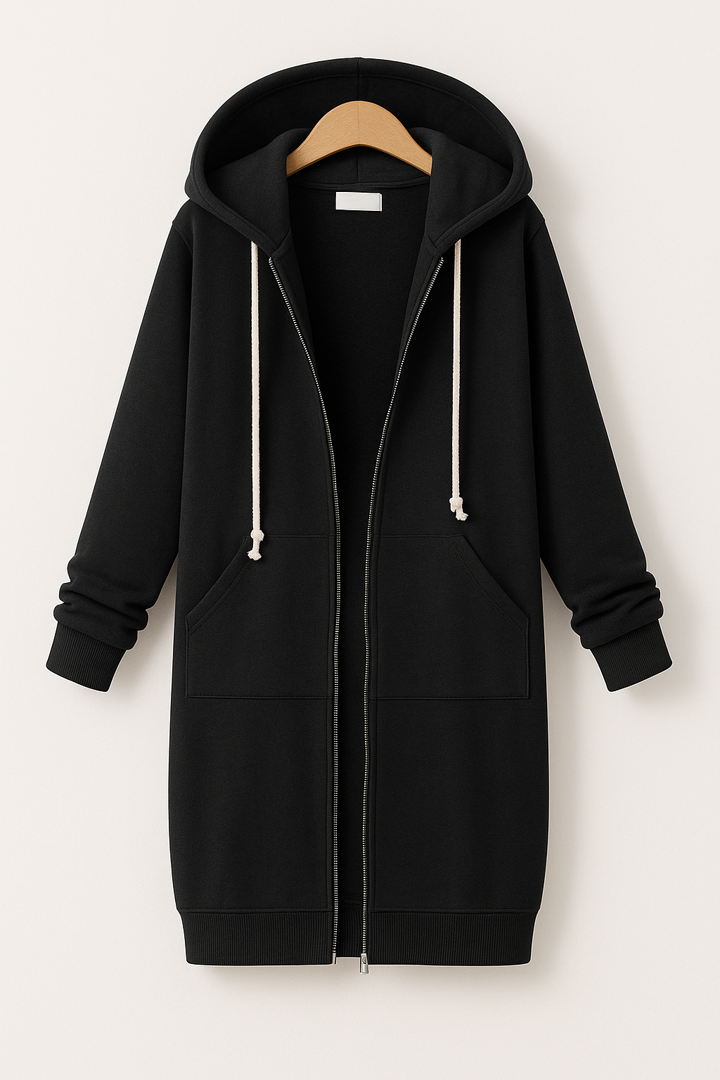 Sweat à capuche long zippé pour femme