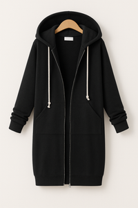 Sweat à capuche long zippé pour femme