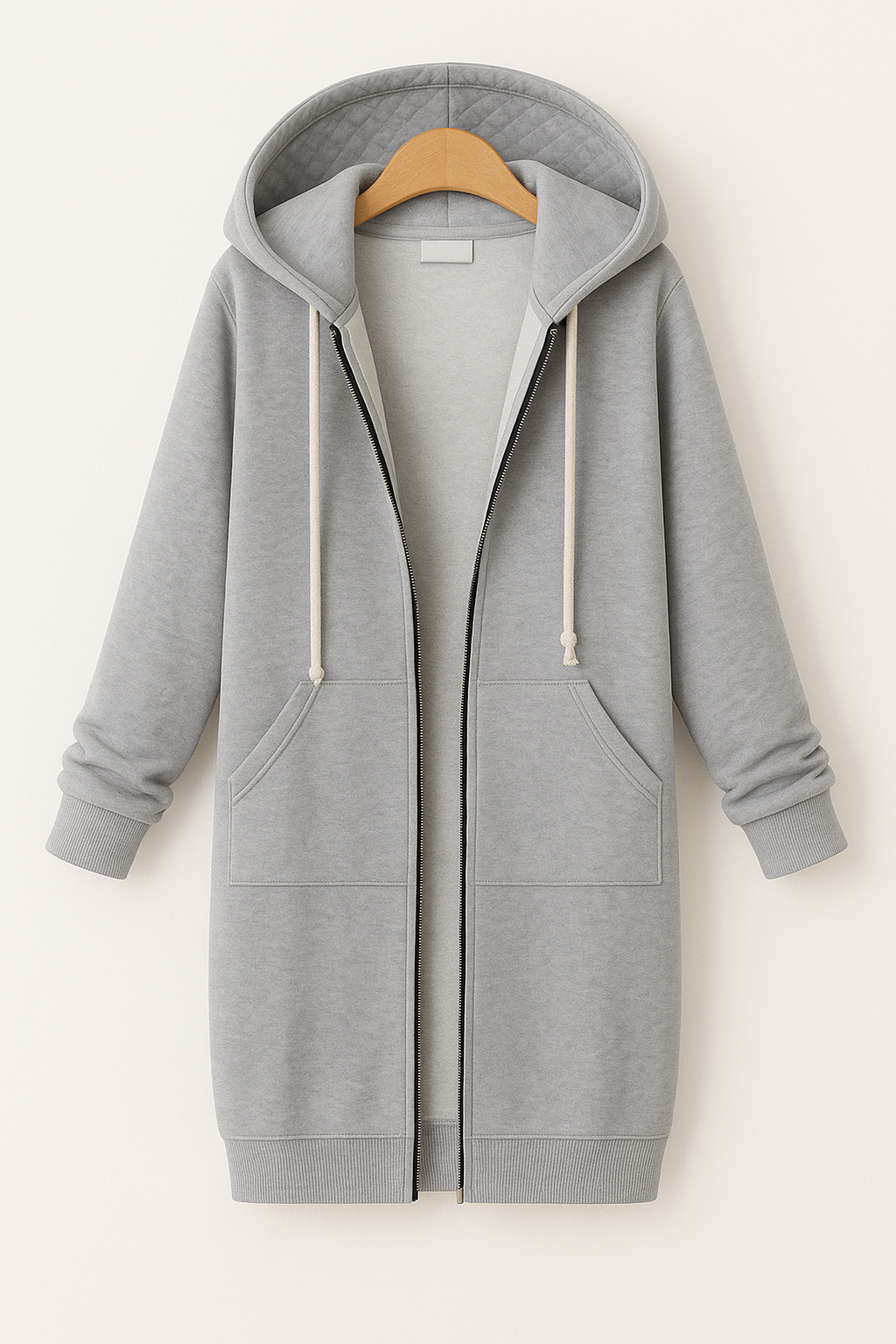 Sweat à capuche long zippé pour femme
