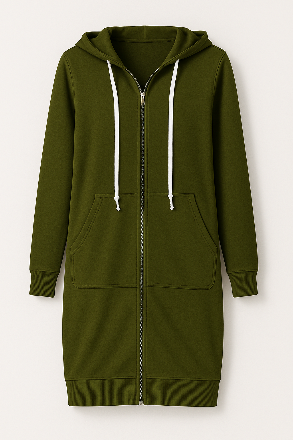 Sweat à capuche long zippé pour femme