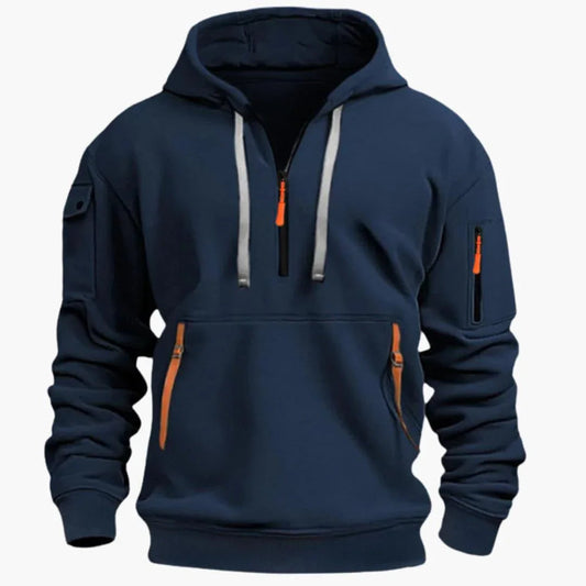Sweat à capuche pour homme avec capuche réglable et poches zippées