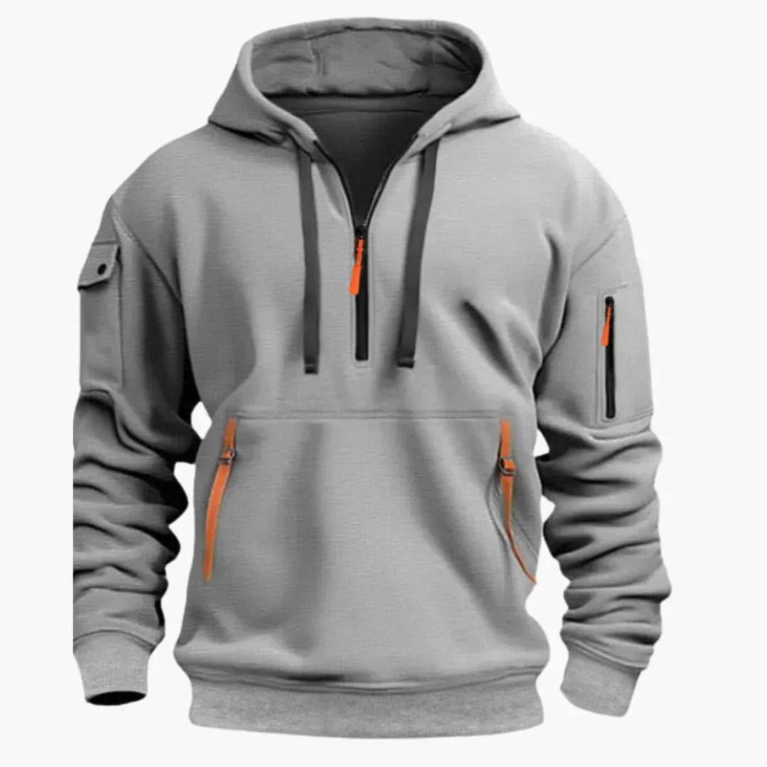 Sweat à capuche pour homme avec capuche réglable et poches zippées