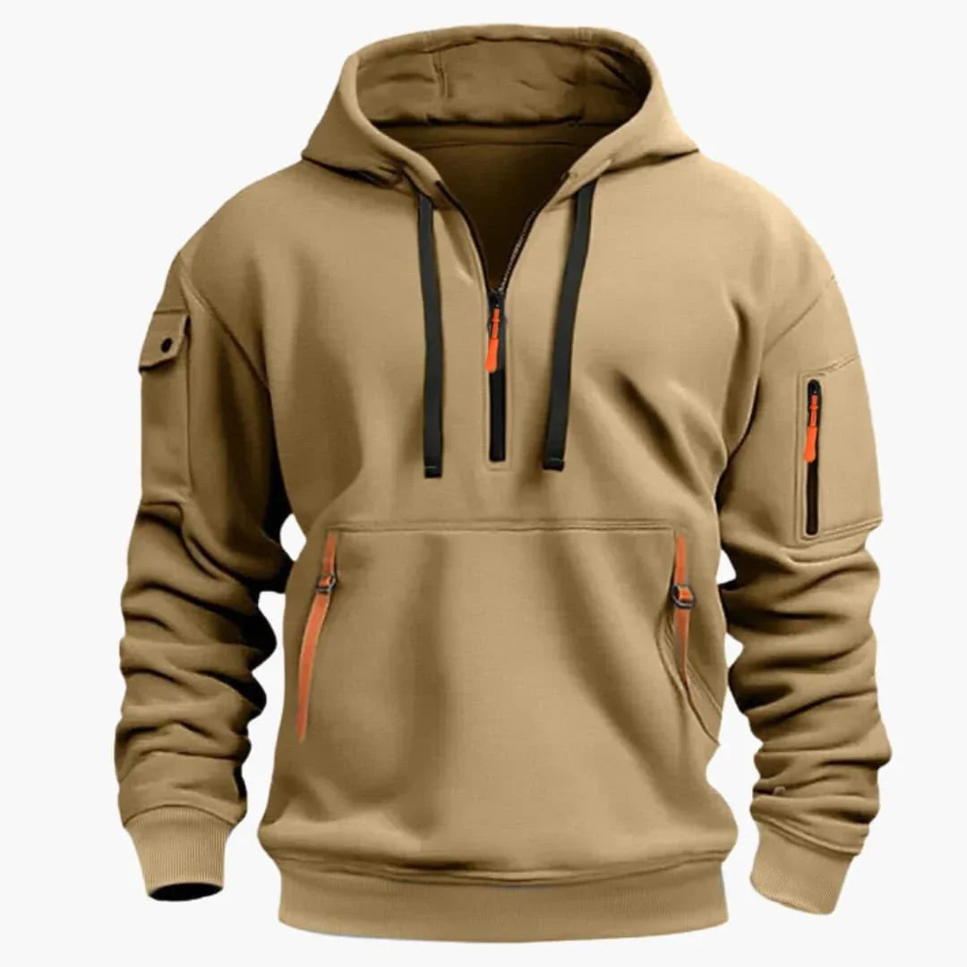 Sweat à capuche pour homme avec capuche réglable et poches zippées