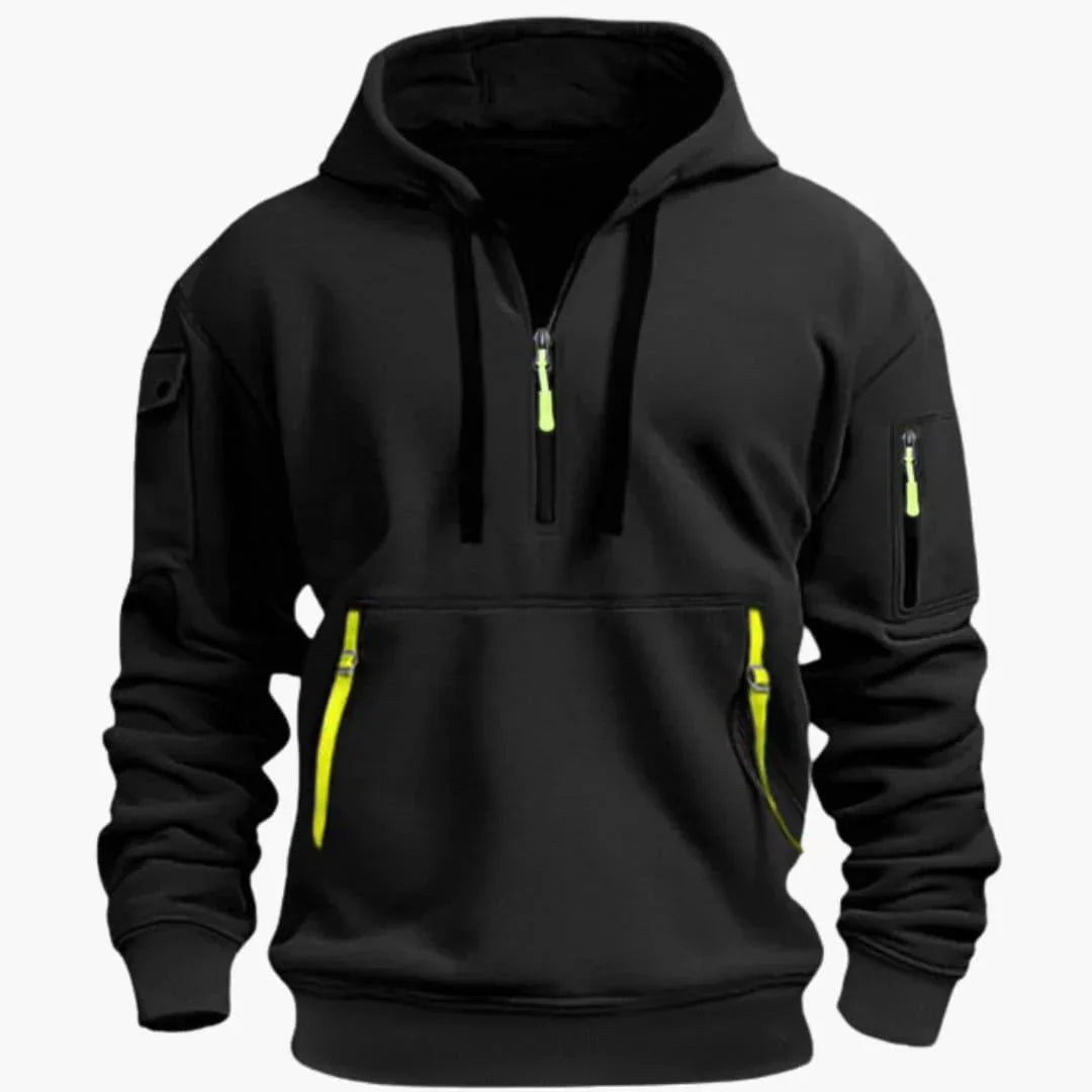 Sweat à capuche pour homme avec capuche réglable et poches zippées