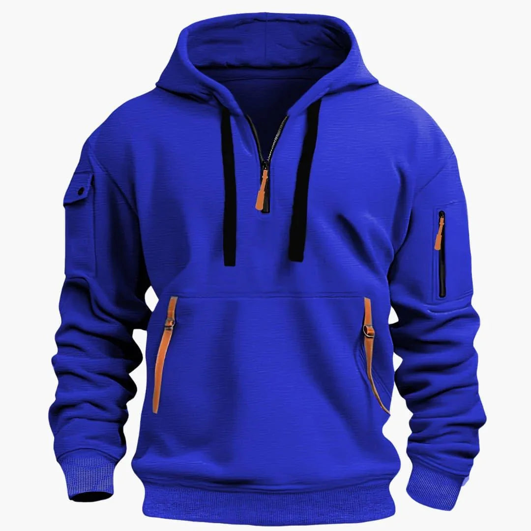 Sweat à capuche pour homme avec capuche réglable et poches zippées