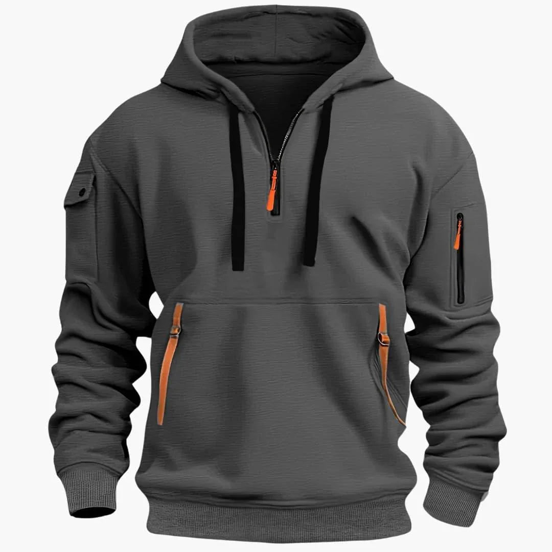 Sweat à capuche pour homme avec capuche réglable et poches zippées