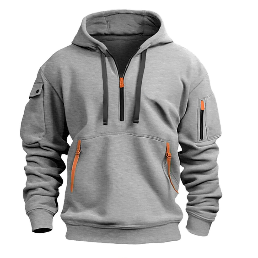 Sweat à capuche style anorak à 1/4 zip pour homme
