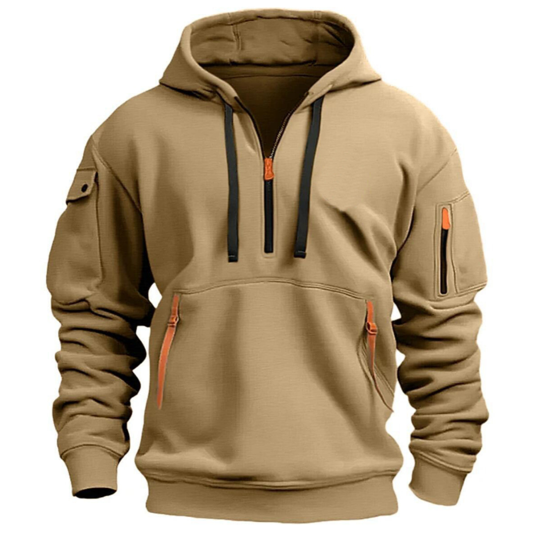 Sweat à capuche style anorak à 1/4 zip pour homme