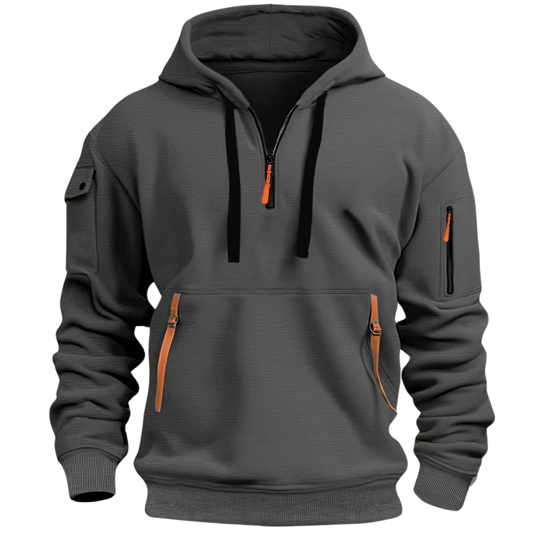 Sweat à capuche style anorak à 1/4 zip pour homme