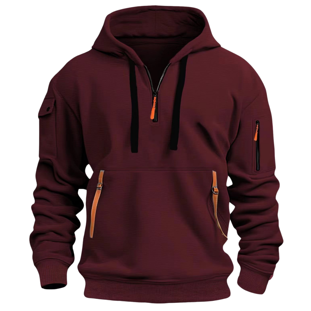 Sweat à capuche style anorak à 1/4 zip pour homme