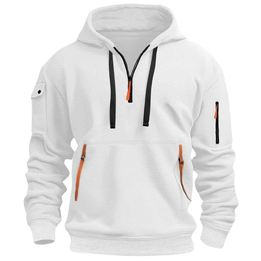 Sweat à capuche style anorak à 1/4 zip pour homme