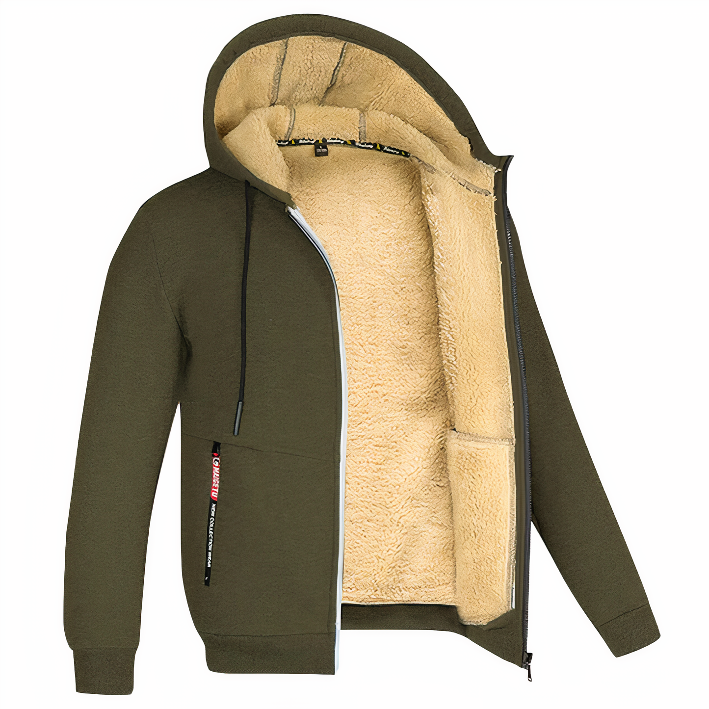 Sweat à capuche zippé doublé en polaire pour homme