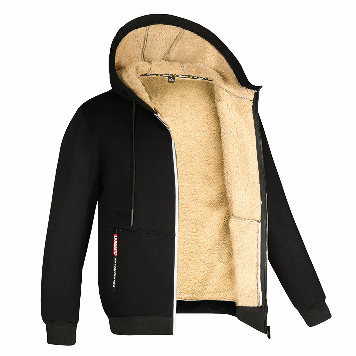 Sweat à capuche zippé doublé en polaire pour homme