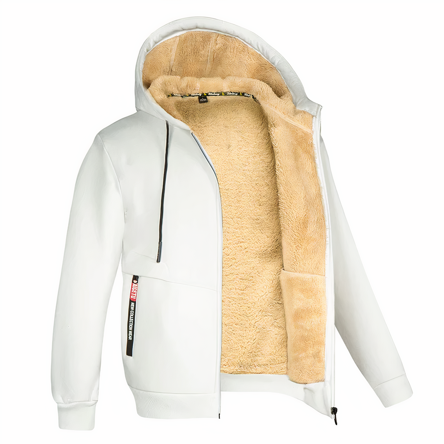 Sweat à capuche zippé doublé en polaire pour homme