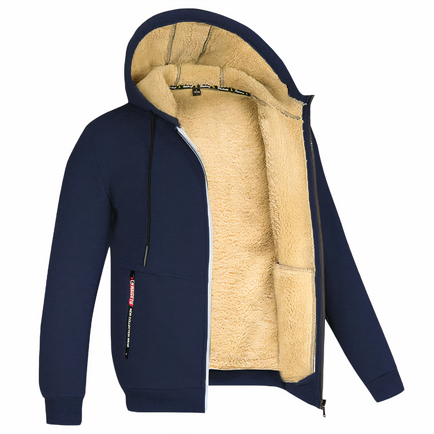 Sweat à capuche zippé doublé en polaire pour homme
