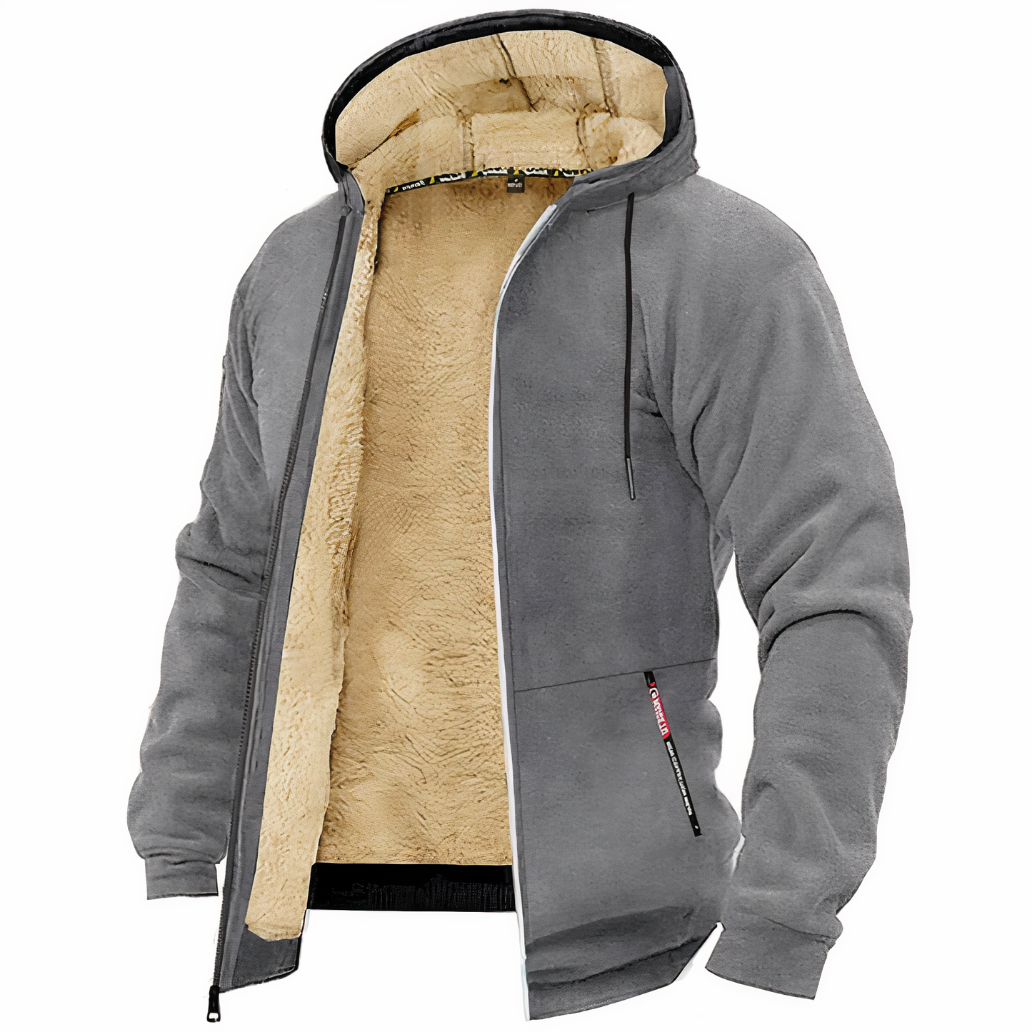 Sweat à capuche zippé doublé en polaire pour homme